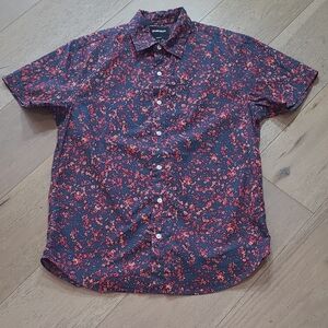 EUC Bonobos Shirt Men's sz M Long Blue Floral Standard Fit Short Sleeve Shirt